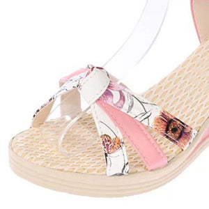 Floral  High Heeled  Ankle Strap  Peep Toe  Date Office Wedge Sandals