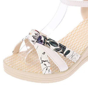 Floral  High Heeled  Ankle Strap  Peep Toe  Date Office Wedge Sandals