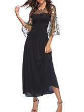 Load image into Gallery viewer, Round Neck  Patchwork  Embroidery Maxi Dress