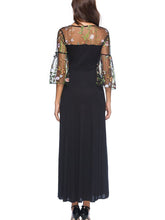 Load image into Gallery viewer, Round Neck  Patchwork  Embroidery Maxi Dress