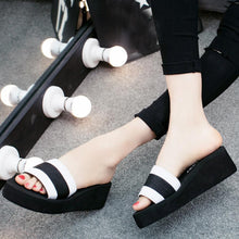 Load image into Gallery viewer, Color Block  Mid Heeled  Peep Toe  Casual Slippers