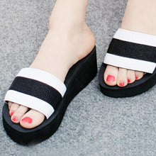 Load image into Gallery viewer, Color Block  Mid Heeled  Peep Toe  Casual Slippers