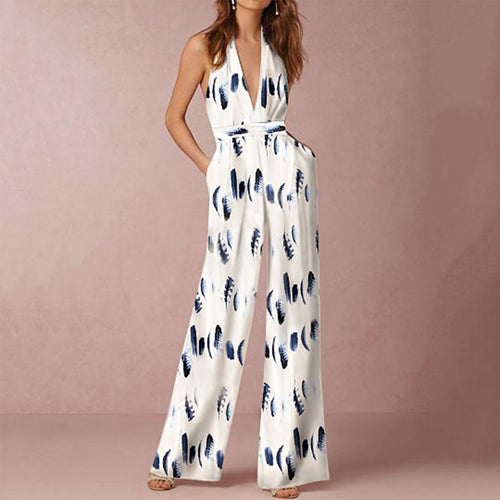 Fashion Sleeveless Floral Print Jumpsuit Rompers