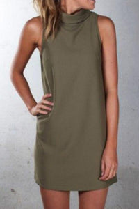 Crew Neck  Plain  Sleeveless Casual Dresses