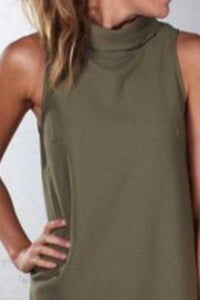 Crew Neck  Plain  Sleeveless Casual Dresses