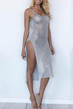 Load image into Gallery viewer, Spaghetti Strap  High Slit See Through  Plain  Sleeveless Bodycon Dresses