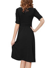 Load image into Gallery viewer, V Neck  Plain Skater Dress