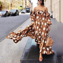 Load image into Gallery viewer, Fashion Off The Shoulder Point Print Maxi Dress