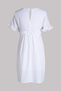 Fashion White Short Sleeves Mini Dress