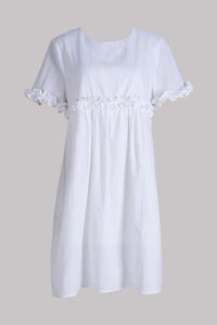 Fashion White Short Sleeves Mini Dress
