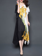 Load image into Gallery viewer, Round Neck  Printed Maxi Dress