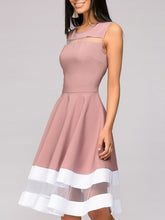 Load image into Gallery viewer, Round Neck  Patchwork  Color Block Skater Dress