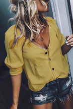 Load image into Gallery viewer, Deep  V  Neck   Plain  Casual   Blouses