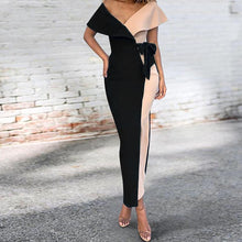 Load image into Gallery viewer, Sexy V-Neck Stitched Fashion One Shoulder Bodycon Dress