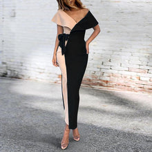 Load image into Gallery viewer, Sexy V-Neck Stitched Fashion One Shoulder Bodycon Dress