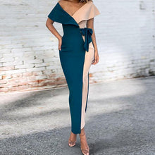 Load image into Gallery viewer, Sexy V-Neck Stitched Fashion One Shoulder Bodycon Dress