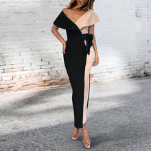 Load image into Gallery viewer, Sexy V-Neck Stitched Fashion One Shoulder Bodycon Dress