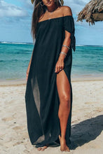 Load image into Gallery viewer, Off Shoulder  High Slit  Plain  Short Sleeve Maxi Dresses