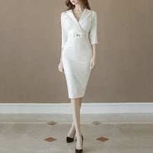 Load image into Gallery viewer, Surplice Plain Bodycon Dress