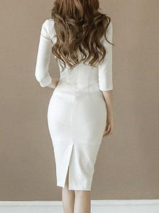 Surplice Plain Bodycon Dress