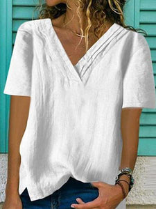 V Neck  Loose Fitting  Plain Blouses