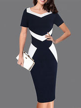 Load image into Gallery viewer, Square Neck  Color Block Bodycon Dress