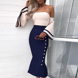 Sexy Off-The-Shoulder Fishtail Bodycon Dress