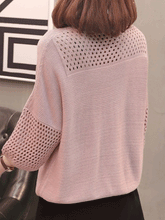 Load image into Gallery viewer, Round Neck  Cutout  Patchwork Plain Pullover