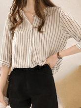 Load image into Gallery viewer, V Neck  Stripes Blouses