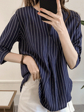 Load image into Gallery viewer, V Neck  Stripes Blouses