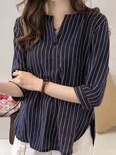 Load image into Gallery viewer, V Neck  Stripes Blouses