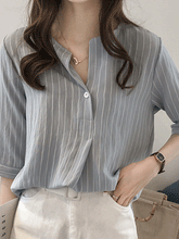 Load image into Gallery viewer, V Neck  Stripes Blouses