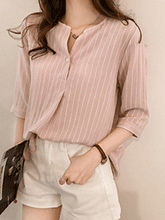 Load image into Gallery viewer, V Neck  Stripes Blouses