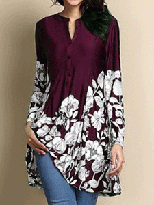 V Neck  Print Blouses