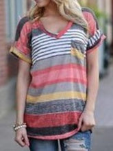 Load image into Gallery viewer, Patch Pocket Striped Short Sleeve T-Shirt