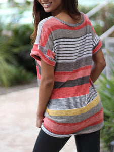 Patch Pocket Striped Short Sleeve T-Shirt