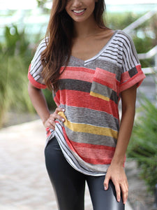 Patch Pocket Striped Short Sleeve T-Shirt