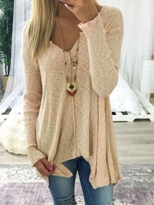 V-Neck  Asymmetric Hem Sweaters