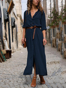 Flash Sale Fashionable Loose Long Sleeved Maxi Casual Dress