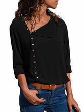 Load image into Gallery viewer, Irregular Buttons  Plain Long Sleeve Blouse