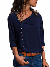 Load image into Gallery viewer, Irregular Buttons  Plain Long Sleeve Blouse