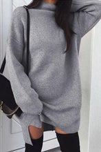 Load image into Gallery viewer, High Neck Batwing Sleeve Casual Sweater Dresses