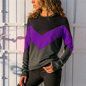 Round Neck Long Sleeve Color Block Patchwork T-Shirts