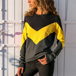 Round Neck Long Sleeve Color Block Patchwork T-Shirts