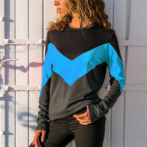 Round Neck Long Sleeve Color Block Patchwork T-Shirts