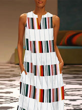 Load image into Gallery viewer, Fashion V Neck Colorful Striped Casual Maxi Dress