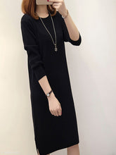 Load image into Gallery viewer, Round Neck  Slit  Plain Shift Dress