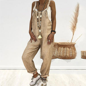 Loose Casual Linen Cotton Jumpsuit