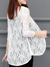 Load image into Gallery viewer, See-Through  Floral Plain  Long Sleeve Cardigans