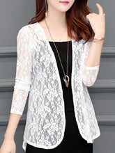 Load image into Gallery viewer, See-Through  Floral Plain  Long Sleeve Cardigans